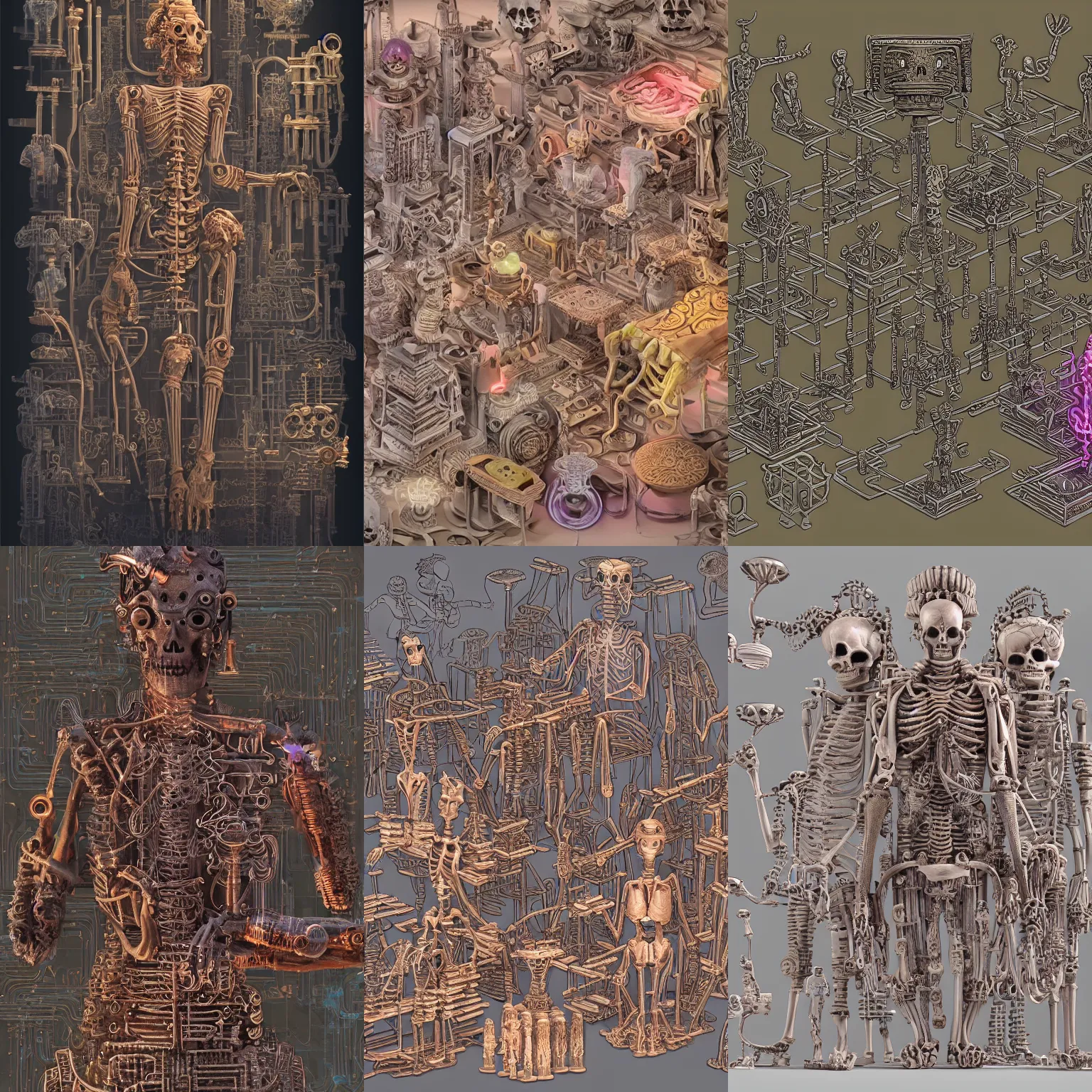 Prompt: at Khajuraho, godes, mdae from matchsticks Shiva, translucent, SSS, transparent, veins, xray, vaporwave, flat shaped chrome relief, fossil, mechanic bionic fungus flower cyberpunk cats skeleton mechabot, maze, tubes, joints, buttons, gears, relief by Goga Tandashvili, artstation, cgsociety