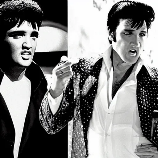 Image similar to elvis as tony montana in scarface