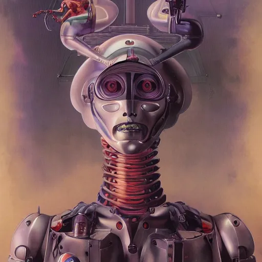 Image similar to amish cyborg with one robotic eye, highly detailed by peter mohrbacher, hajime sorayama, wayne barlowe, boris vallejo, aaron horkey, gaston bussiere, craig mullins