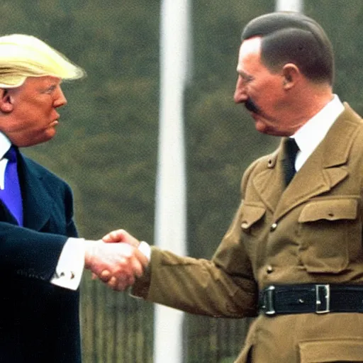 Prompt: trump shaking hands with hitler