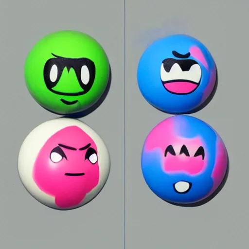 Image similar to seapunk airbrush painting of madballs nendoroids