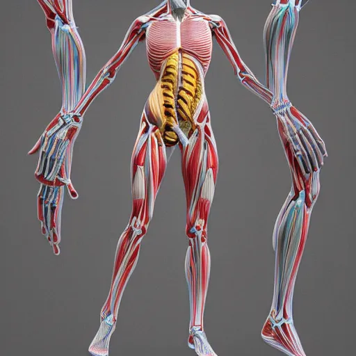 Image similar to a concept of a detailed and intricate design of a full body of human anatomy, 3 d design, great finesse organic hyper detailed, hyperrealistic, ultra detailed, 4 k, octane render, unreal engine