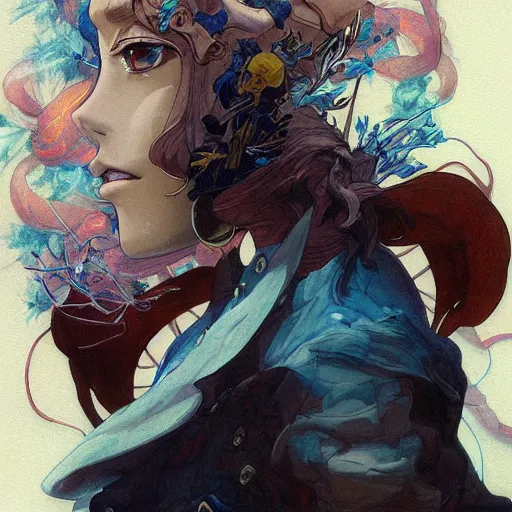 Image similar to prompt : magestic rogue portrait soft light painted by james jean and katsuhiro otomo, inspired by evangeleon anime, smooth face feature, intricate oil painting, high detail illustration, sharp high detail, manga and anime 1 9 9 0