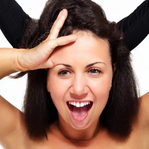 Image similar to woman with hands up and hairy armpits