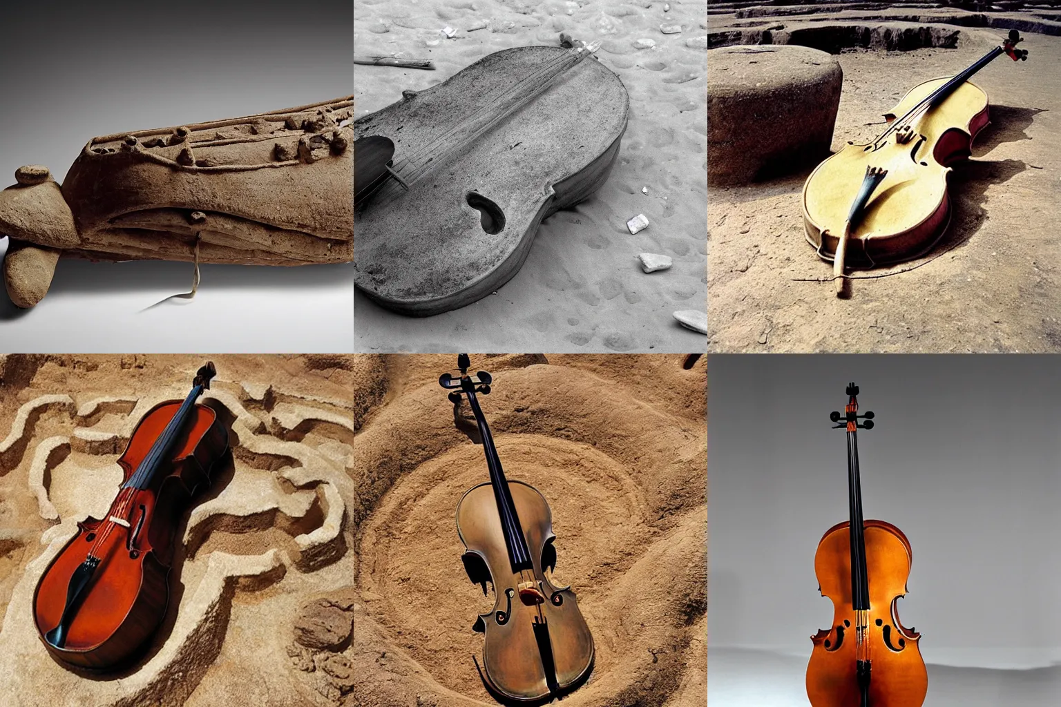 An Instrument Resembling A Cello, Made Of Stone, Clay, 