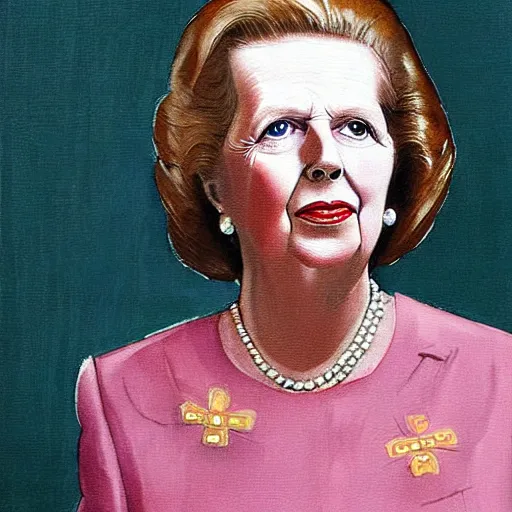 Prompt: royal painting ofmargaret thatcher, highly detailed