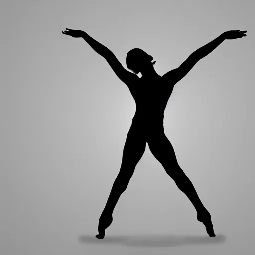 Image similar to clean black and white print on white paper, high contrast, logo of a symmetric heart with a stylized gymnast human dancer human silhouette inside