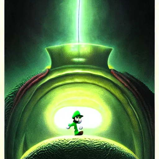 Prompt: uhd photorealistic shia lebeuouf dressed as luigi. cinematic lighting, in the style of akira toriyama, beksisnski, amano and karol bak, fantasy, hyperdetailed.