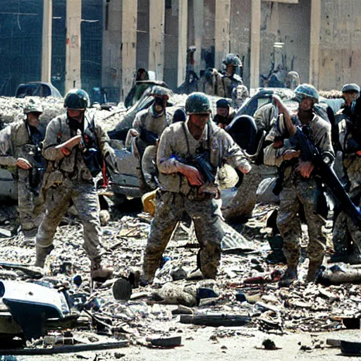 Prompt: aftermath of a bloody battle iraq war