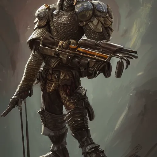 Image similar to portrait of a mercenary in bug-themed armor weilding a large rifle, D&D, fantasy, elegant, hopeful, cosmic, muscular, highly detailed, digital painting, artstation, concept art, smooth, sharp focus, illustration