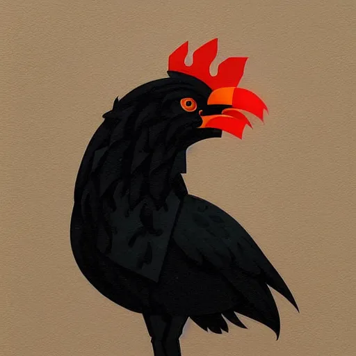 Prompt: majestic black chicken, royal bird, profile picture by Sachin Teng, asymmetrical, Organic Painting , Matte Painting, geometric shapes, hard edges, graffiti, street art:2 by Sachin Teng:4