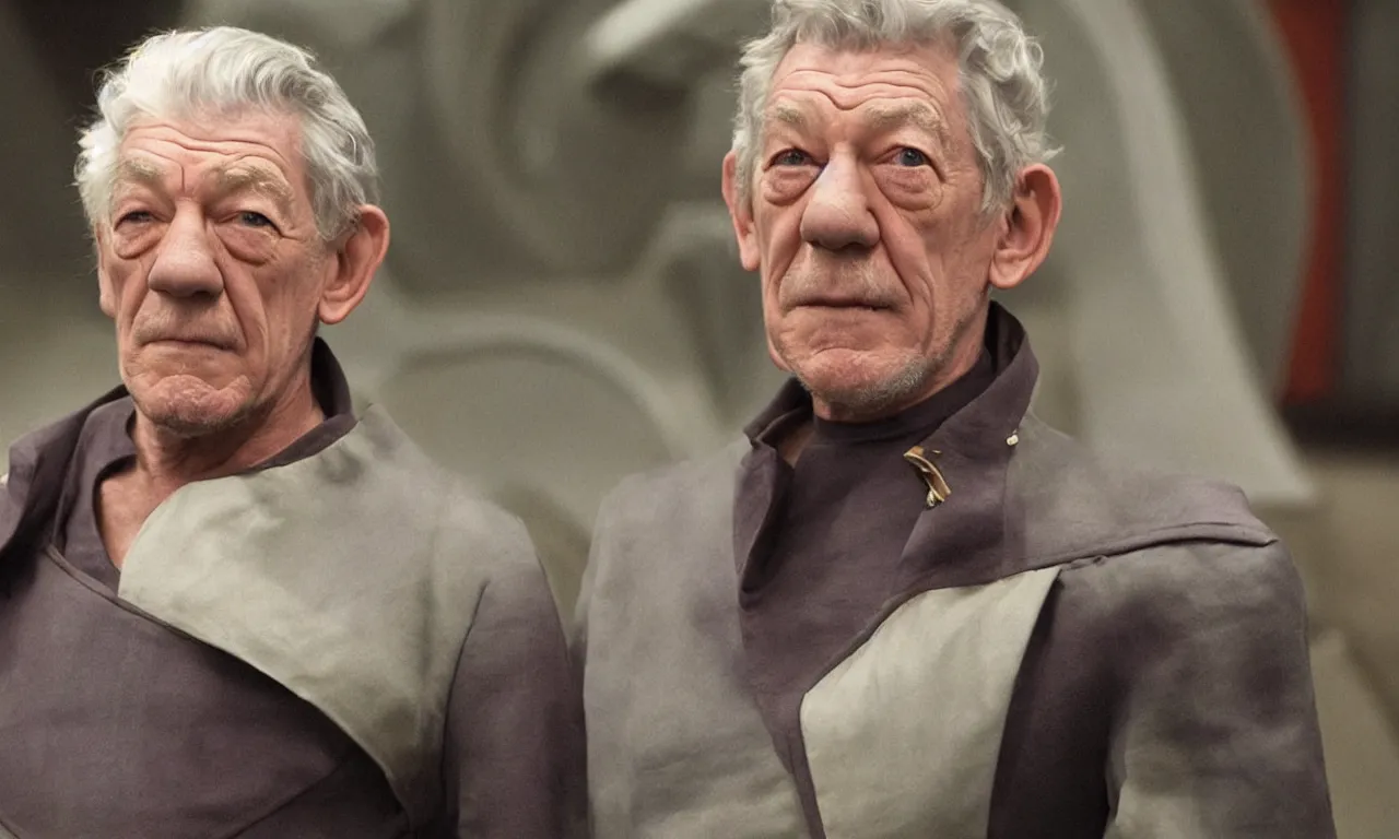 Image similar to ian mckellen plays the captain in star trek tng tv still starship enterprise