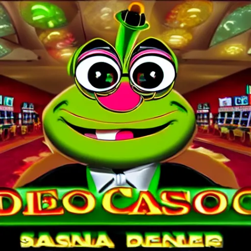 Image similar to pepe casino dealer, gambling, casino, detailed