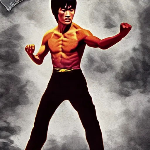 Image similar to bruce lee in shang chi outfit, 4 k