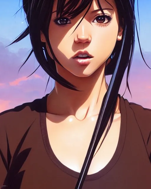 Image similar to portrait Anime as isabela moner sicario girl, cute-fine-face, brown-blond-hair pretty face, realistically shaded, Perfect face, fine details. Anime. sicario, realistic shaded lighting by Ilya Kuvshinov, katsuhiro otomo, ghost-in-the-shell, magali villeneuve, artgerm, rutkowski, WLOP Jeremy Lipkin, Giuseppe Dangelico Pino, Michael Garmash, Rob Rey