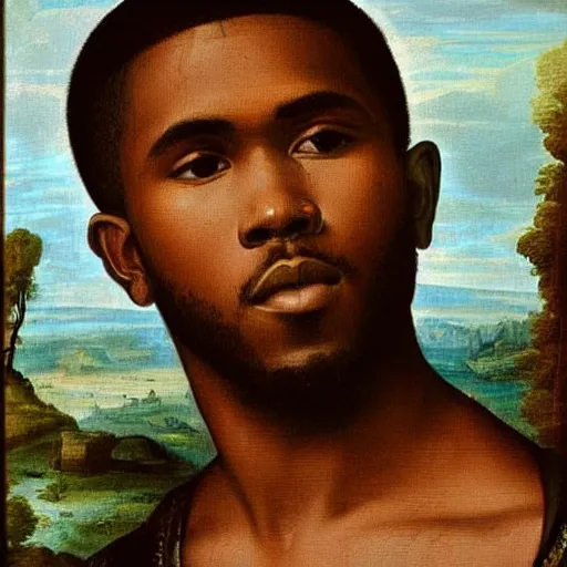 Image similar to renaissance era painting of frank ocean