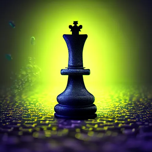 Prompt: underwater tintype photo of a queen chess piece made of led lights, Puddles, Isometric 3D Fantasy, smooth 3D Illustration, Cinematic Matte Painting, soft render, volumetric lighting ,