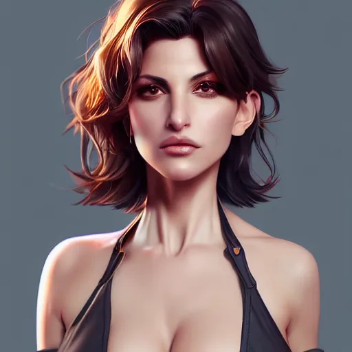 Prompt: a beautiful gina gershon alluring instagram model by wlop and ilya kuvshinov and artgerm, symmetrical eyes, aesthetic, gorgeous, stunning, alluring, attractive, artstation, deviantart, pinterest, digital art