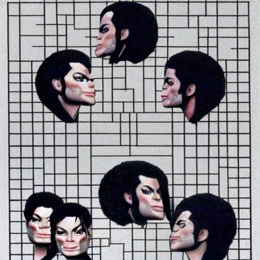 Image similar to Michael Jackson in the style of Escher