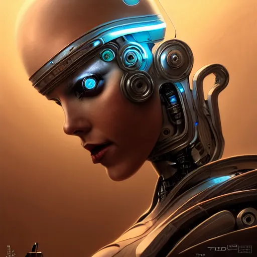 Image similar to low angle shot of a cyberpunk robot character, intricate, elegant, highly detailed, centered, digital painting, artstation, concept art, front shot, smooth, sharp focus, illustration, artgerm, Tomasz Alen Kopera, Peter Mohrbacher, donato giancola, Joseph Christian Leyendecker, WLOP, Boris Vallejo