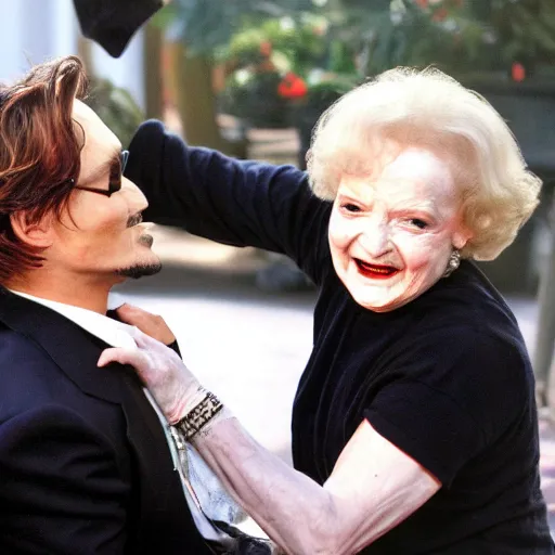 Image similar to johnny depp beating up betty white