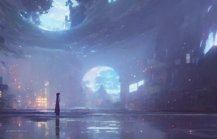 Image similar to makoto shinkai concept art of the nodule dimension, key visual, ambient lighting, highly detailed, digital painting, artstation, concept art, sharp focus, by makoto shinkai and akihiko yoshida and hidari and wlop and greg rutkowski