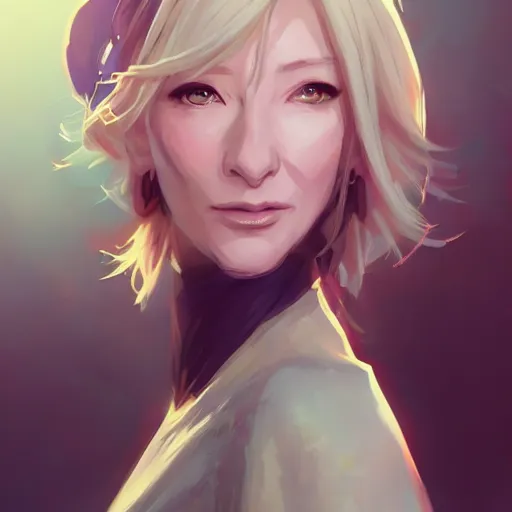 Image similar to An anime portrait of cate blanchett , by Stanley Artgerm Lau, WLOP, Rossdraws, James Jean, Andrei Riabovitchev, Marc Simonetti, and Sakimichan, tranding on artstation