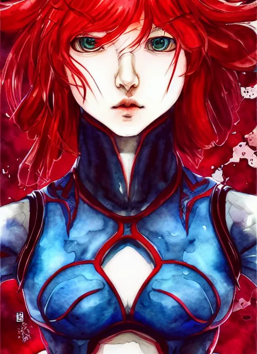 Image similar to fullbody!! ayami kojima lineart, watercolour, gorgeous girl symmetrical face, short red hair, crop top, shorts, dynamic action pose, hyper detailed, character concept, intricate, elegant, digital painting, artstation, smooth, sharp focus