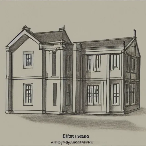Prompt: a drawing of an English House flat design style