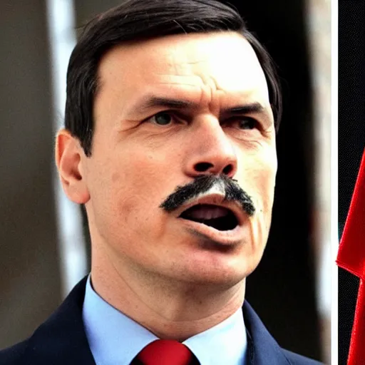 Image similar to spanish president pedro sanchez as hitler wearing a nazi uniform