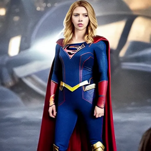 Prompt: photo of scarlett johansson as supergirl, low quality