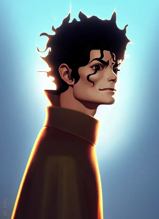 Image similar to centered!! macro head portrait of medieval king michael jackson, artstation, detailed cartoon, elegant, digital painting, concept art, smooth, sharp focus, illustration, ghibli, makoto shinkai, don bluth, fujita goro, jean giraud, akihiko yoshida, tom whalen 8 k