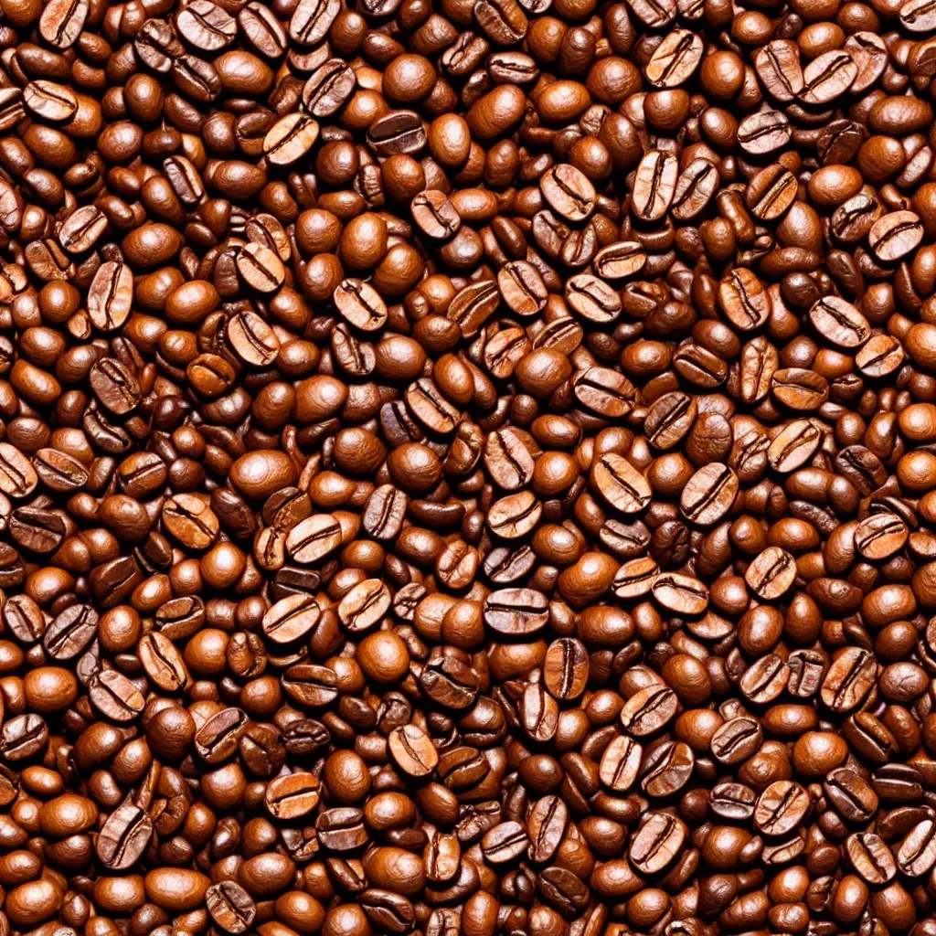 Prompt: top-down view of coffee beans on top of a wooden table, 4k, photorealistic