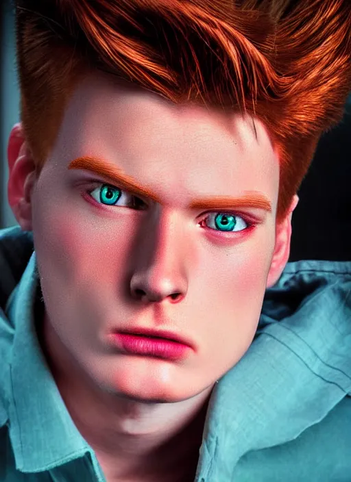 Image similar to philip j. fry photograph dslr photorealistic studio lighting ektachrome detailed intricate face detail