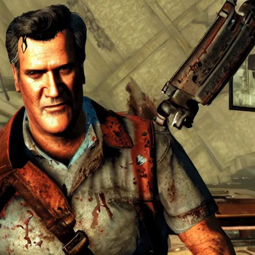 Prompt: bruce campbell in fallout 4
