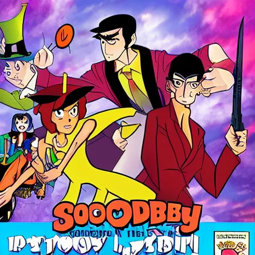 Prompt: Promotional art for the Scooby Doo meets Lupin III crossover
