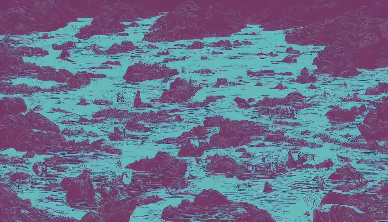 Image similar to river rafting by Kilian Eng, minimalist, detailed