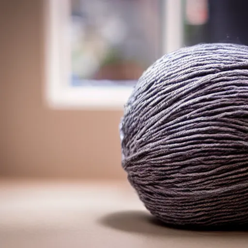 Image similar to photo of giant yarn ball next to a cat, taken with canon eos - 1 d x mark iii, bokeh, sunlight, studio 4 k