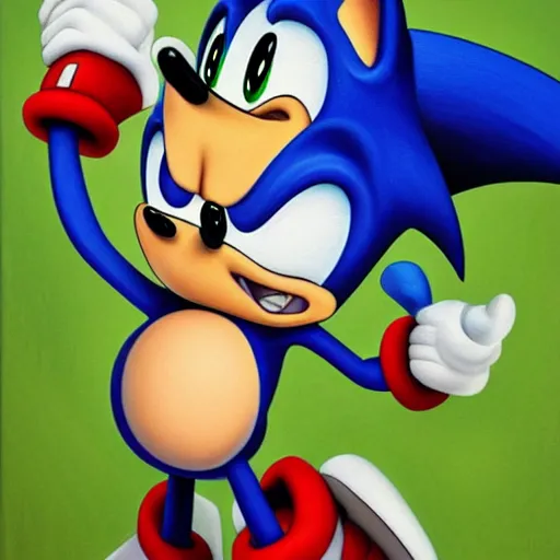 Prompt: sexy sonic the hedgehog, vargas painting