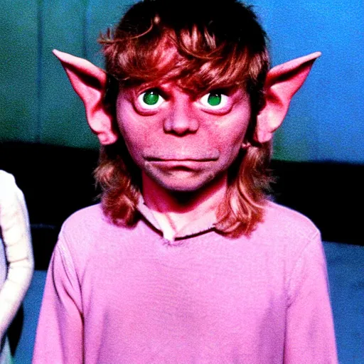 Prompt: still from 1977 live-action children's tv show about a goblin who enters an eyeball cult color