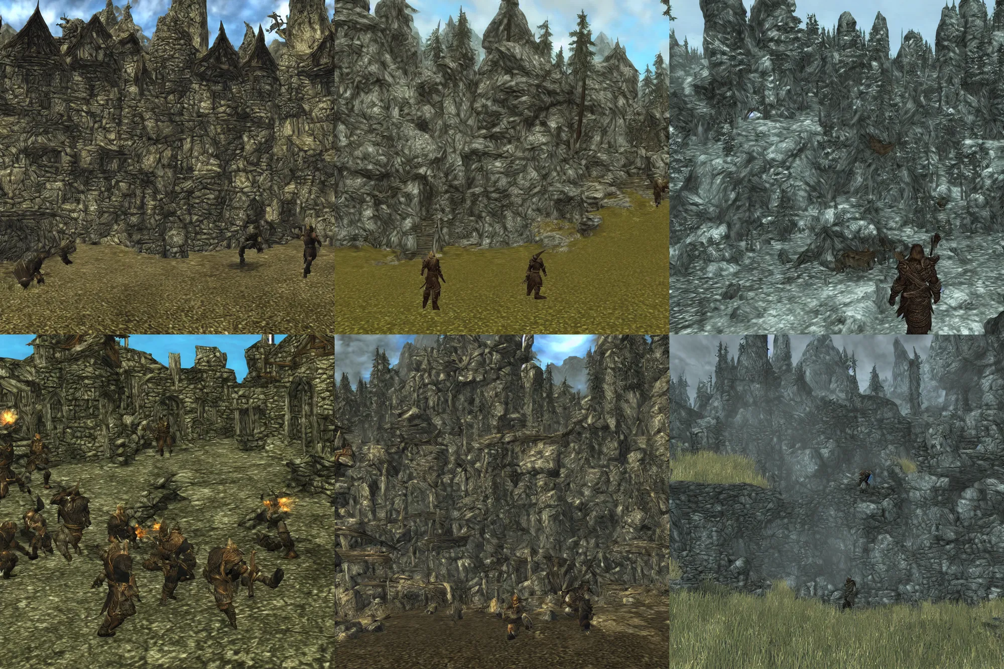 Prompt: screenshot of skyrim made in nintendo 6 4 style graphics