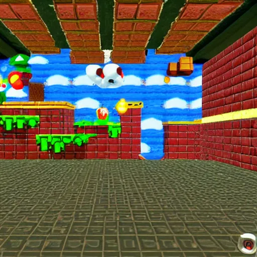 Prompt: first - person gopro footage of toad running through a real world version of a level in super mario bros 2
