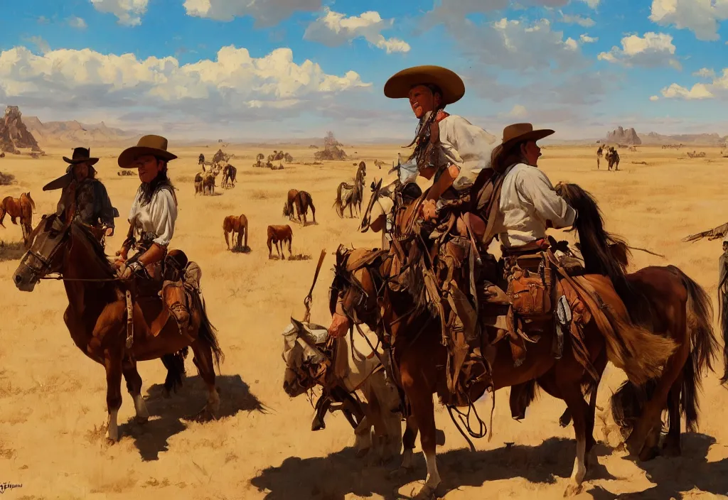 Prompt: greg manchess painting of a wild west abandoned cheyenne town landscape with any person or horse in the painting only buildings in the year 1 8 5 0, nobody living there, painting, trending on artstation, by huang guangjian and gil elvgren and sachin teng