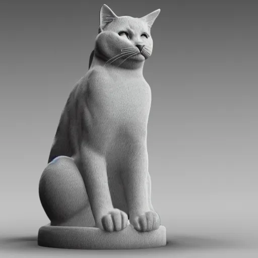 Prompt: Statue of a Cat made out of crystal, still photography, ray tracing, reflection, 3D Model, Unreal Engine 5, 4k Image