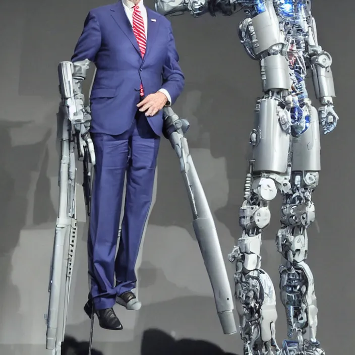 Image similar to Joe Biden Cyborg, Huge 8ft Tall, Detailed Photo