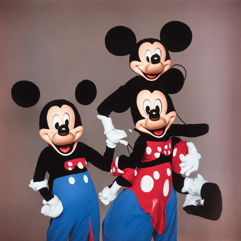 Image similar to a studio portrait photograph of a non binary mickey mouse ektachrome