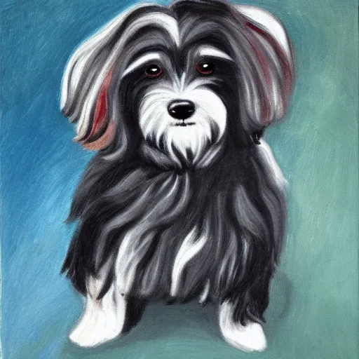 Image similar to portrait of a havanese dog, by sandra chevrie