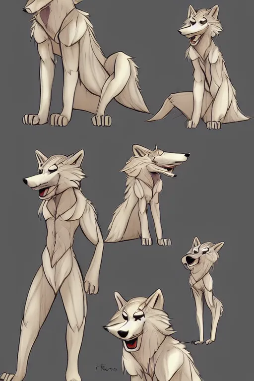 Image similar to an anthropomorphic wolf, fursona!!! by don bluth, by kawacy, trending on artstation, full body