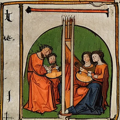 Image similar to medieval illustration of the biggest musical instrument