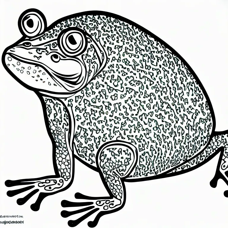 Image similar to beautiful frog, ornamental, fractal, line art, vector, outline, simplified, colouring page
